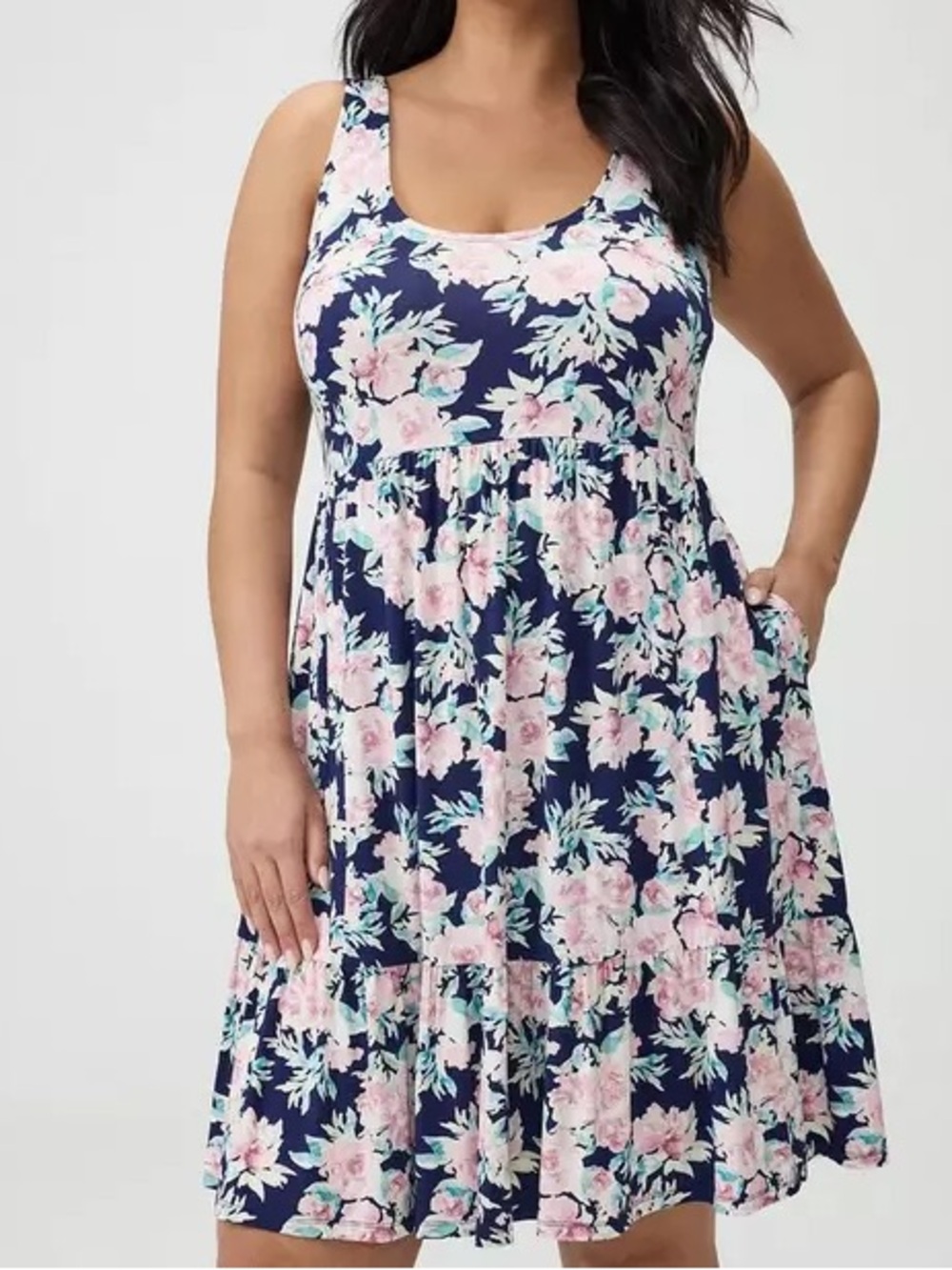 Torrid Arya Floral Rose Floral Mini Super Soft Tank Dress Size 2(18/20)-NWT